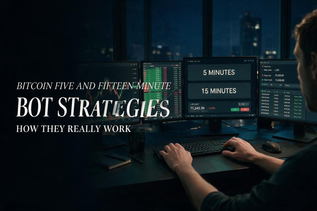 Five Polymarket Bitcoin bot strategies for 5-minute and 15-minute markets