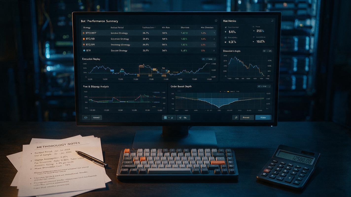 Polymarket bot benchmark methodology with fees slippage and drawdown